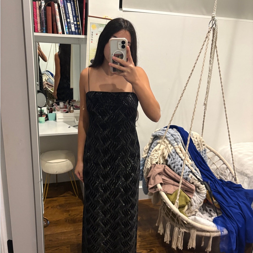 JS Boutique Black Strapless Sequin Dress
